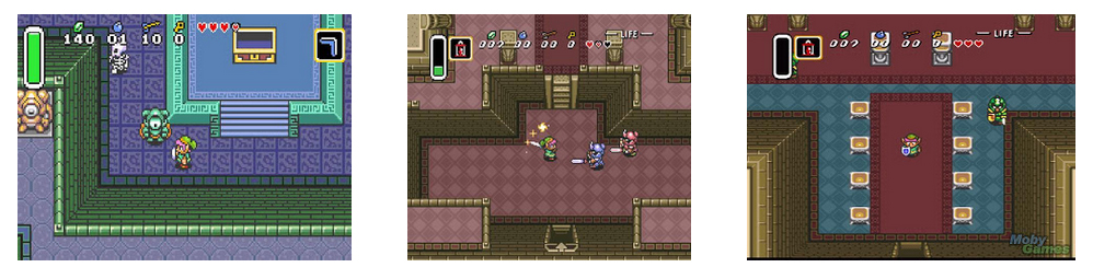 Exemple de vue 2D 1/2 dans Zelda, A link to the Past (1991, Super Nes)