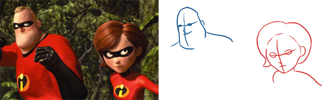 Analyse des visages de Mr Indestructible et Elastigirl