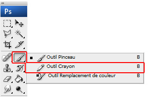 Outil crayon dans Photoshop